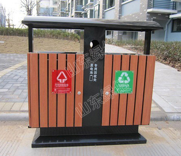 Street Recycle HDPE Plastic Wood Trash Bin