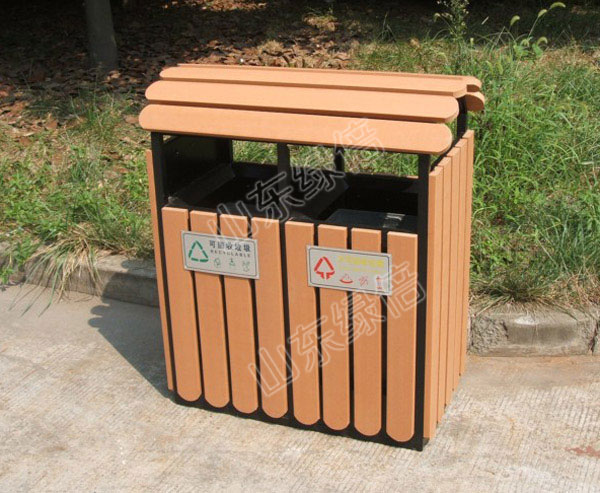 Street Recycle HDPE Plastic Wood Trash Bin